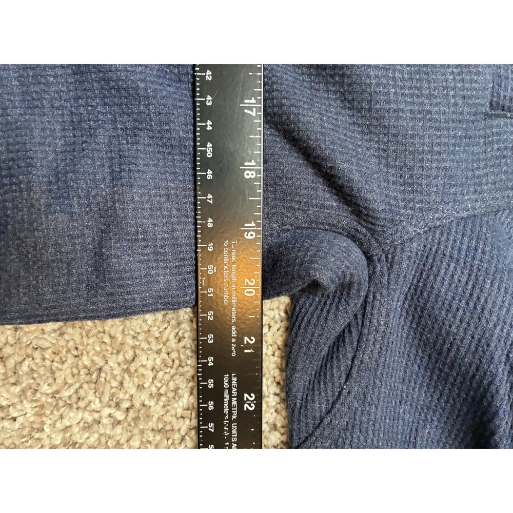 LL Bean Sherpa Lined Waffle Knit Henley Shirt Mens M Tall Mariner Blue - Picture 4 of 12